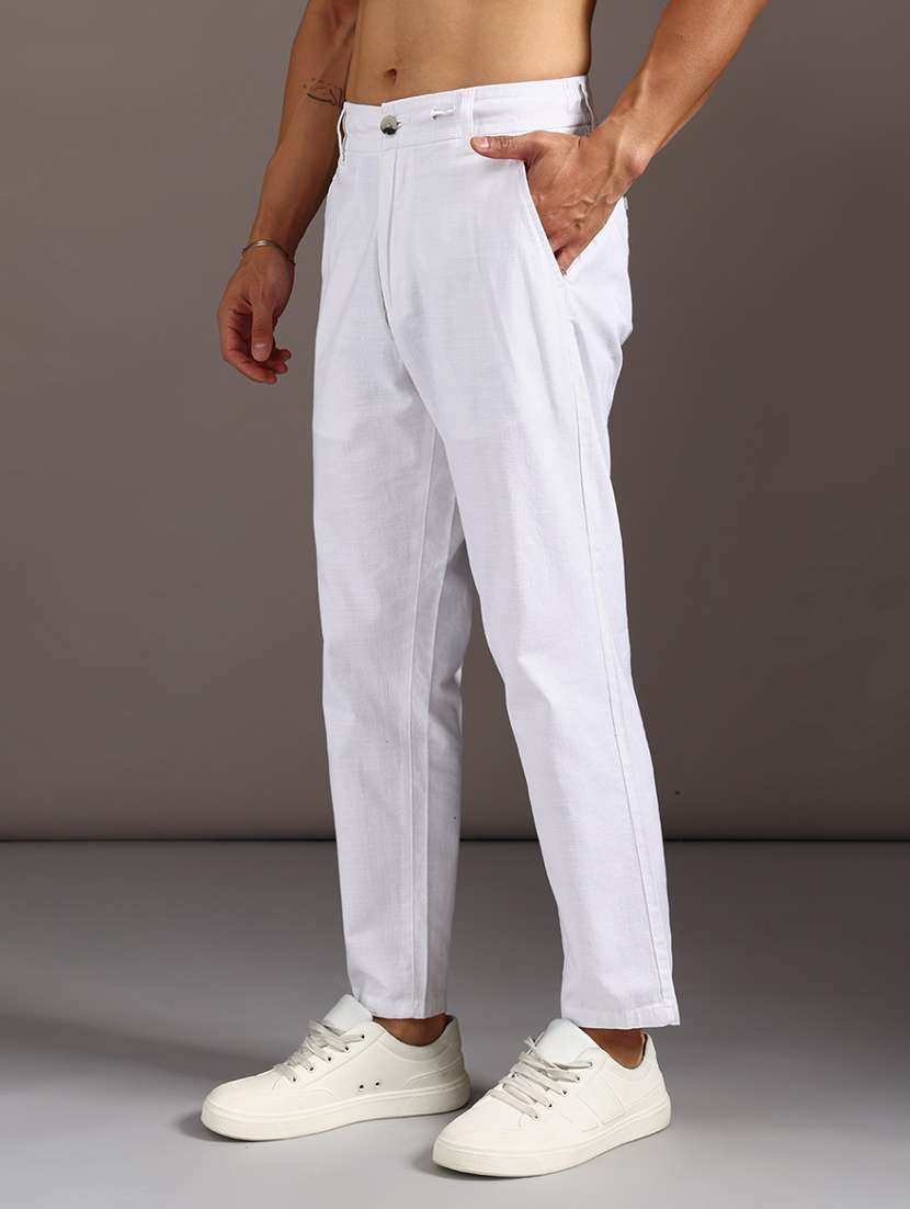 men solid mid rise chinos casual trouser - 21949382 -  Standard Image - 2