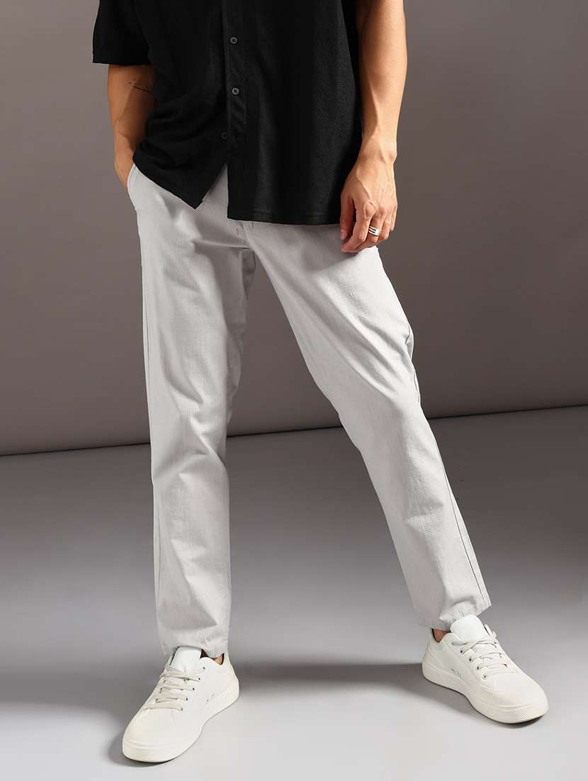 men solid mid rise chinos casual trouser - 21949383 -  Standard Image - 2