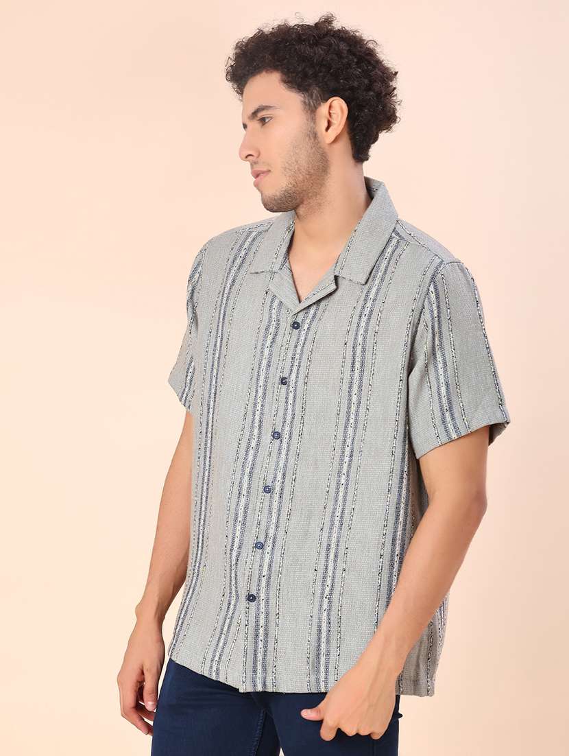 men striped short sleeve regular fit casual shirt - 21949445 -  Standard Image - 2