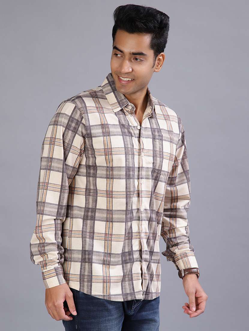 men checkered collared long sleeve shirt - 21949447 -  Standard Image - 2