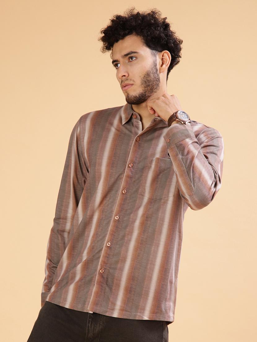 men striped collared long sleeve shirt - 21949448 - Standard Image - 2