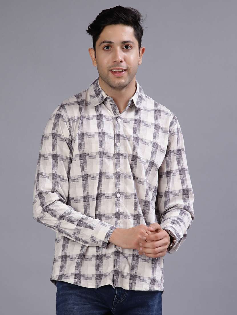 men checkered collared long sleeve shirt