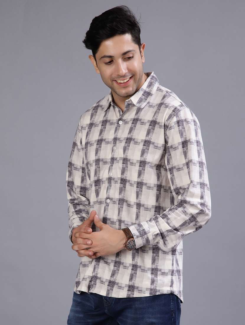 men checkered collared long sleeve shirt - 21949449 -  Standard Image - 2