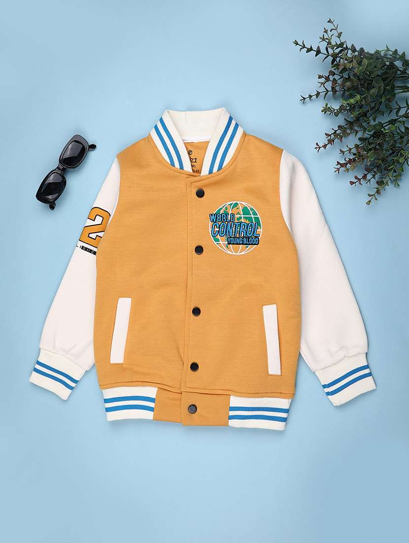 boys color blocked long sleeve varsity jacket