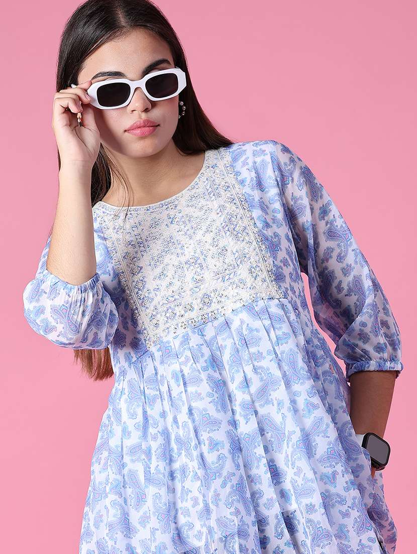 women printed three quarter sleeve kurti - 21949531 -  Standard Image - 2