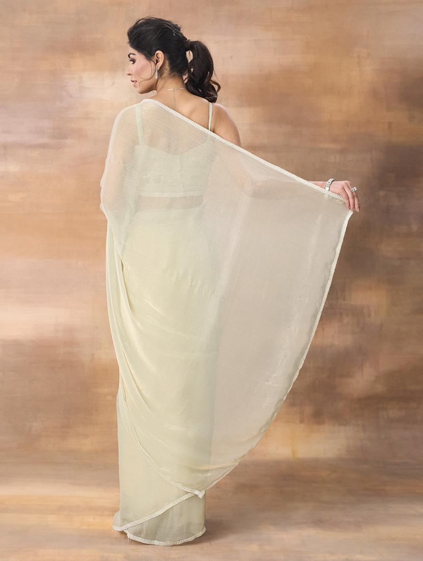women solid plain saree with blouse - 21949590 - Standard Image - 2