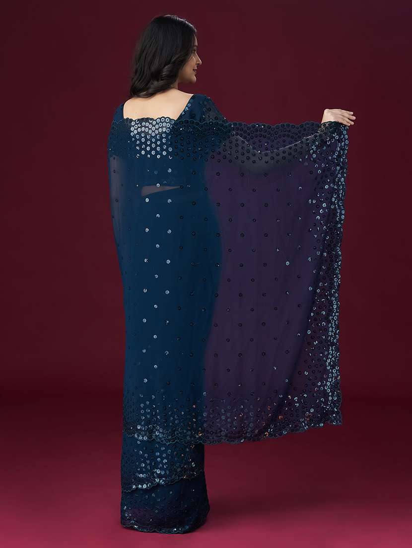 women solid with work embellished saree with blouse - 21949597 - Standard Image - 2