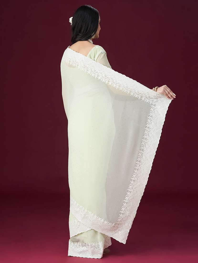 women solid with work embroidered saree with blouse - 21949601 - Standard Image - 2