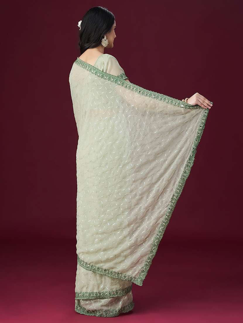 women solid with work embroidered saree with blouse - 21949602 -  Standard Image - 2