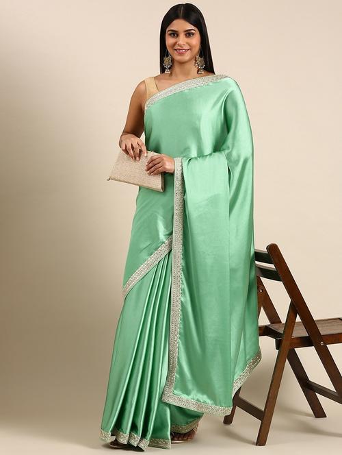 women solid with bordered saree with blouse - 21949610 -  Standard Image - 0