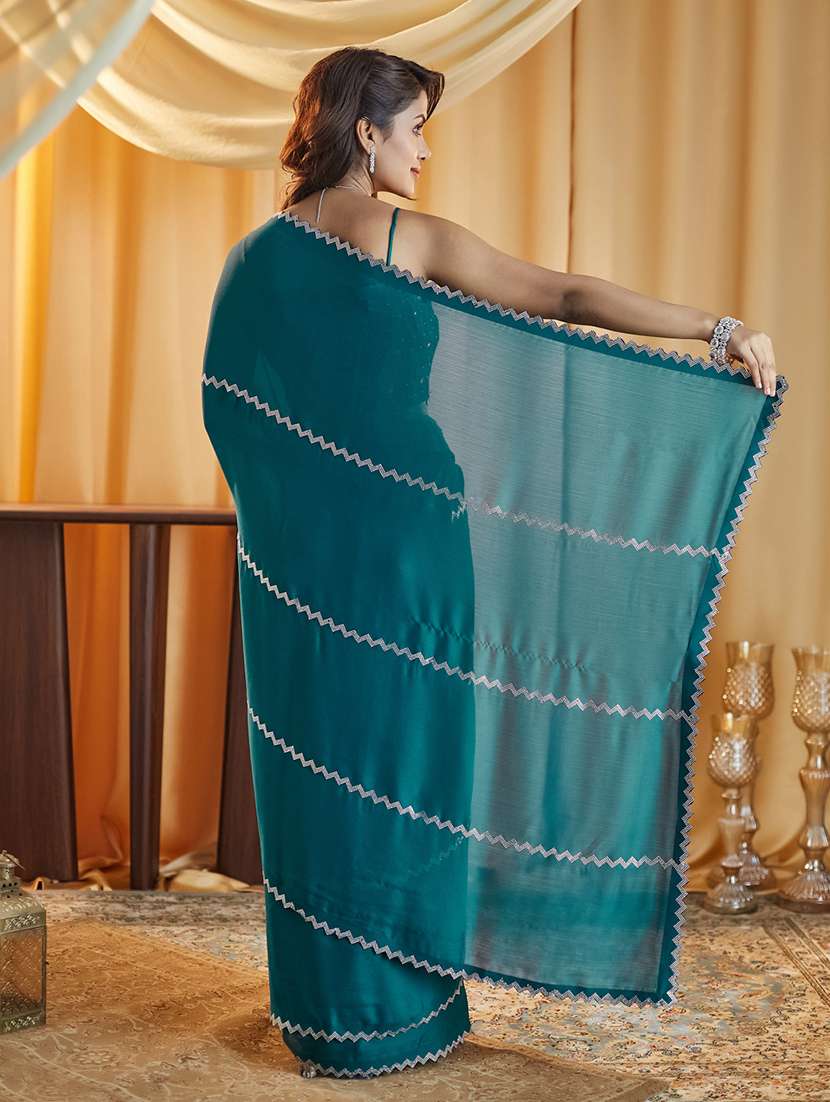 women solid with work embellished saree with blouse - 21949615 - Standard Image - 2
