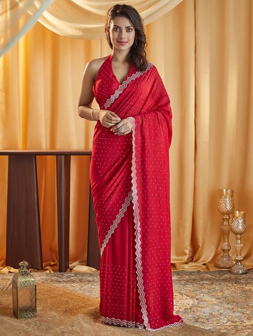 women solid with work embellished saree with blouse - 21949621 -  Standard Image - 0