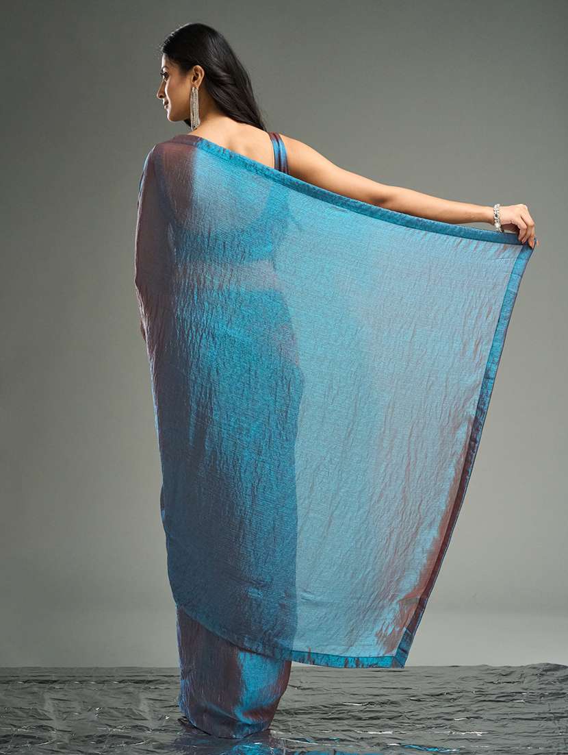 women solid plain saree with blouse - 21949625 - Standard Image - 2