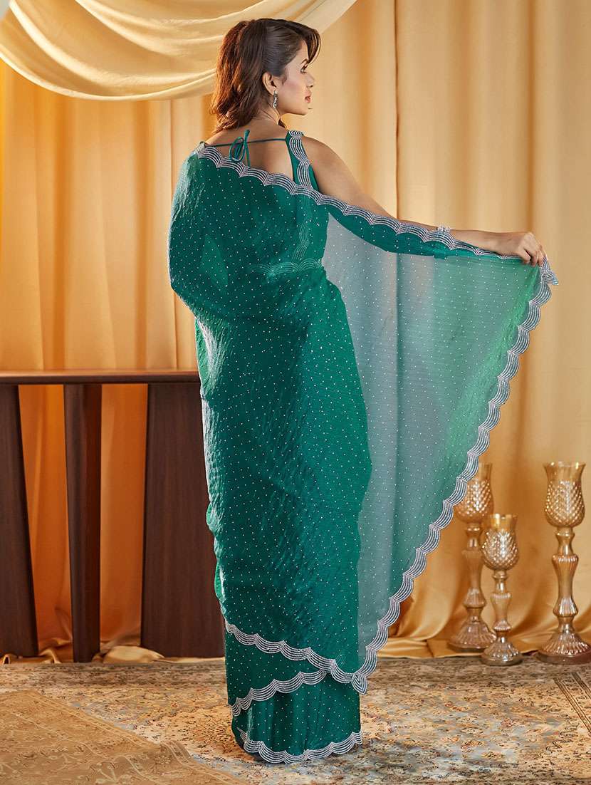 women solid with work embellished saree with blouse - 21949632 - Standard Image - 2