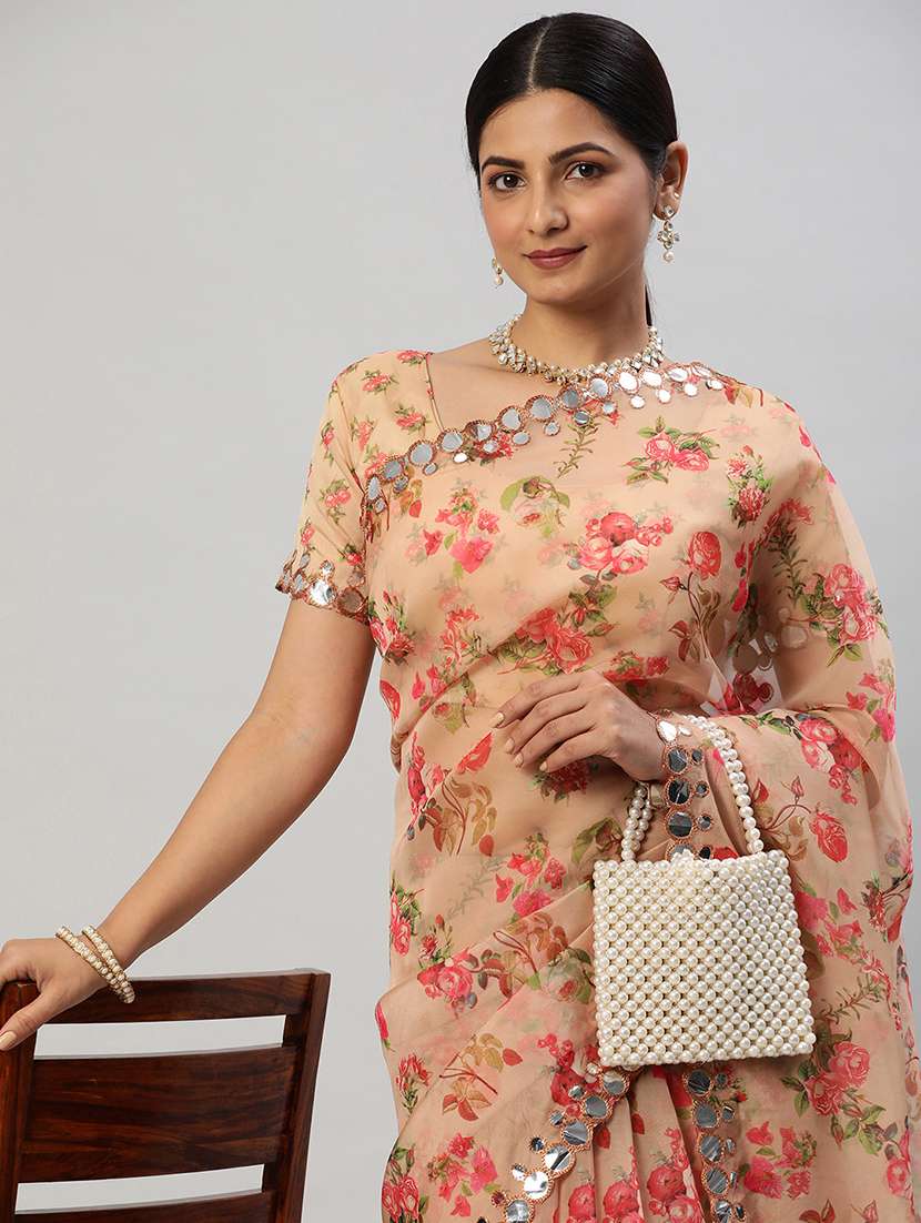 women floral printed saree with blouse - 21949633 - Standard Image - 2