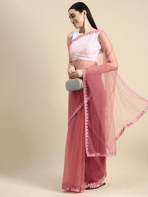 women solid with work embellished saree with blouse - 21949654 - Standard Image - 0