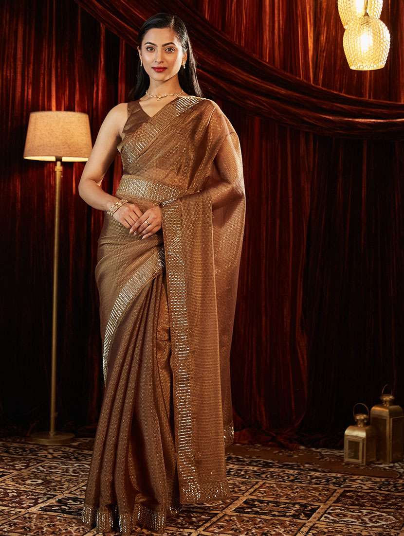 women solid with work embellished saree with blouse - 21949666 -  Standard Image - 2