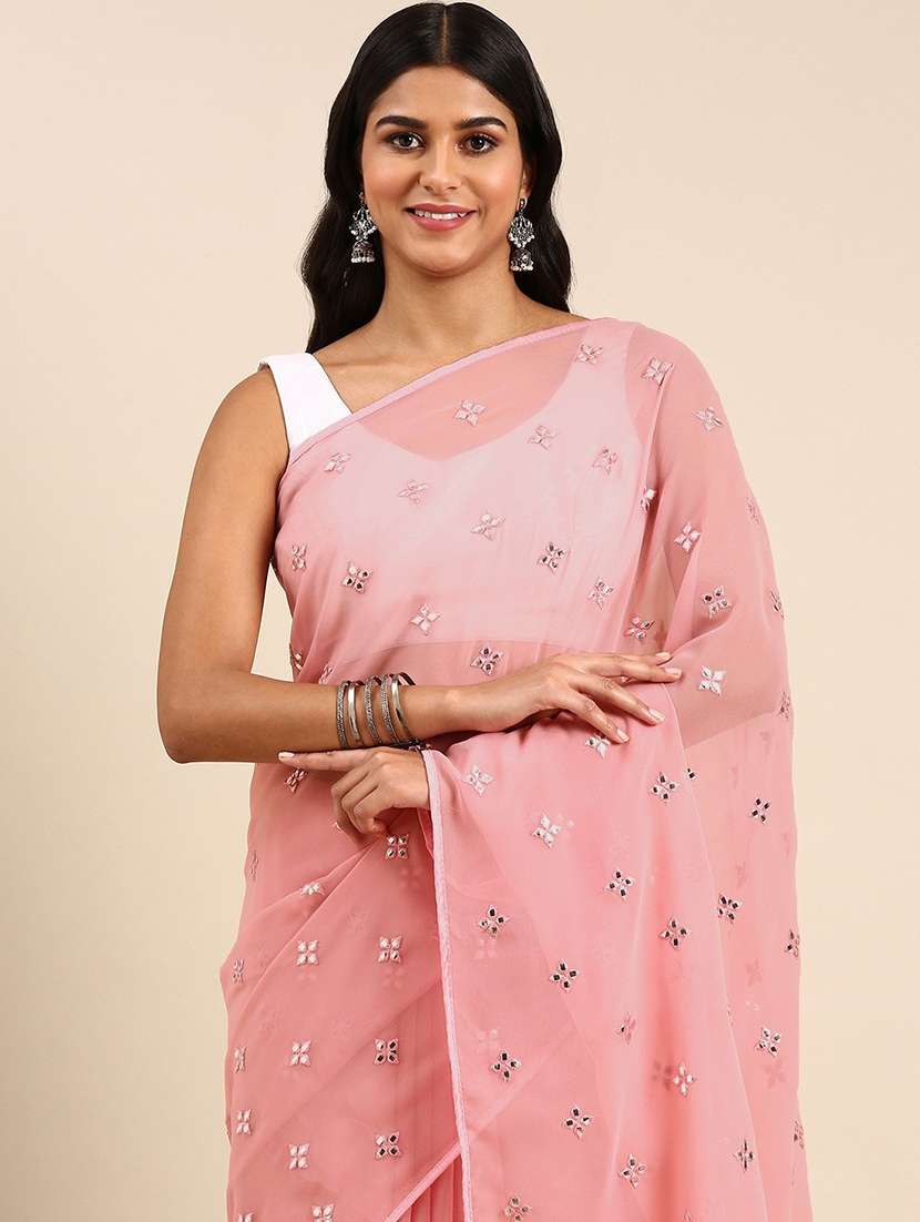 women solid with work embroidered saree with blouse - 21949670 -  Standard Image - 2