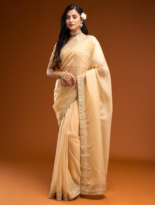 women solid with bordered saree with blouse - 21949676 - Standard Image - 0