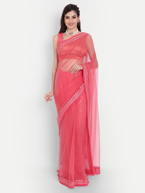 women solid with work embellished saree with blouse - 21949687 -  Standard Image - 0