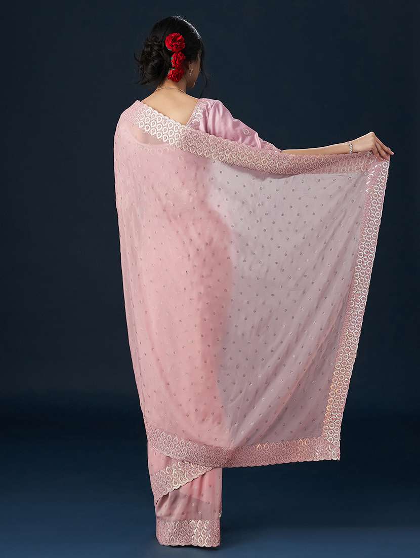 women solid with work embroidered saree with blouse - 21949689 - Standard Image - 2