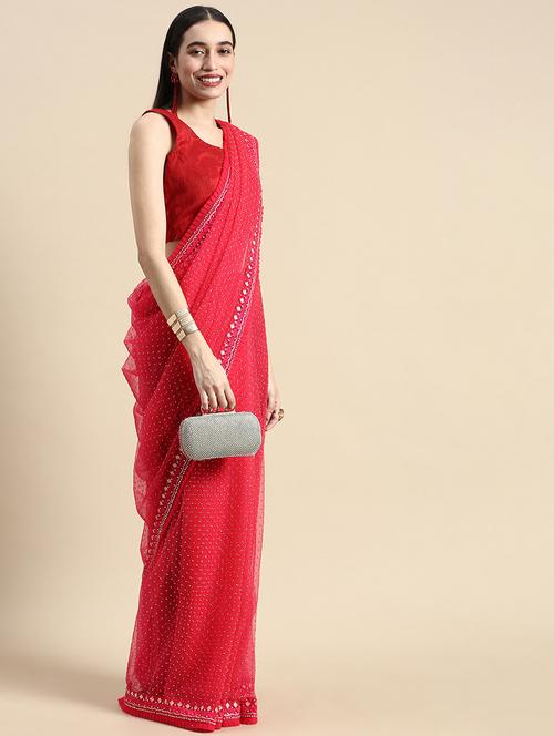 women solid with work embellished saree with blouse - 21949693 -  Standard Image - 0