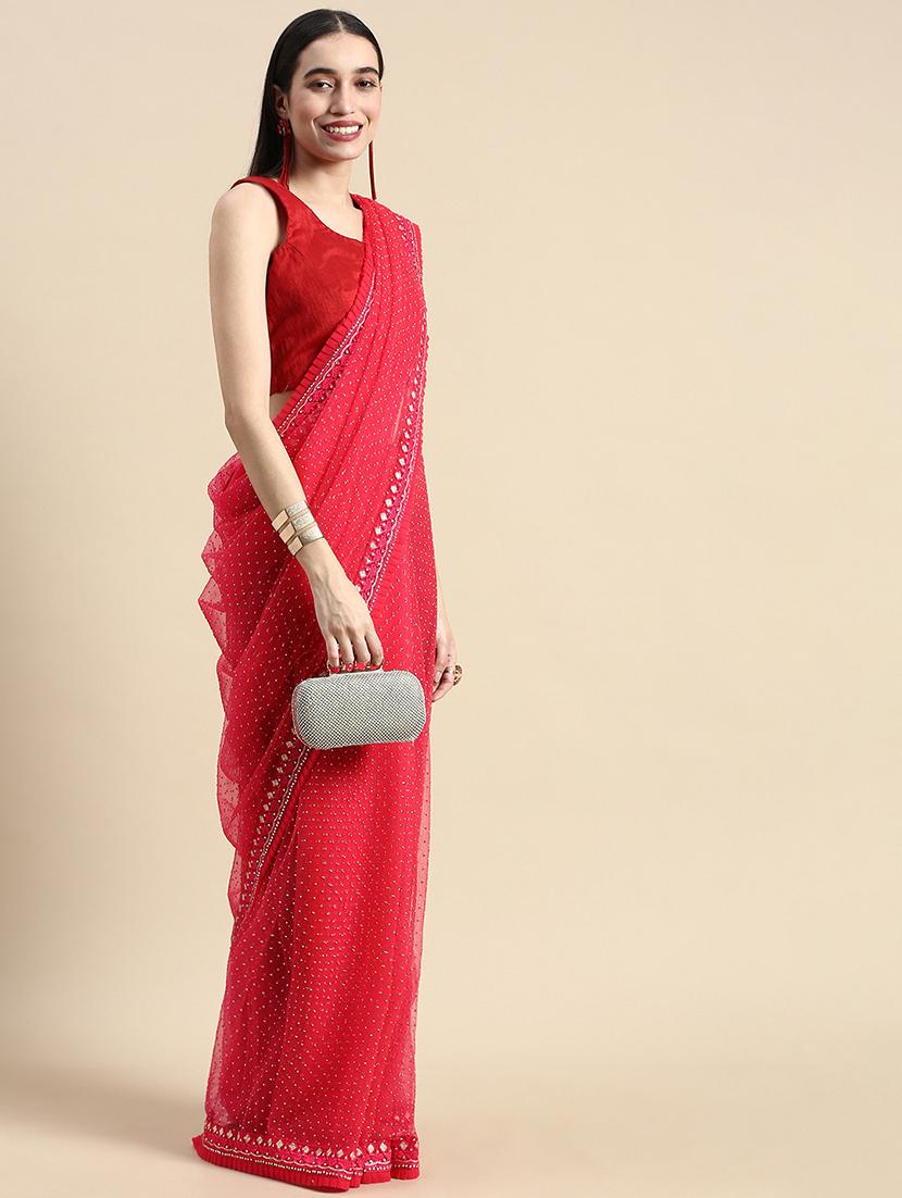 women solid with work embellished saree with blouse - 21949693 -  Zoom Image - 0