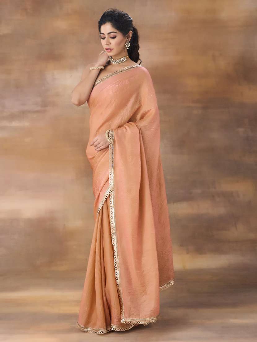 women solid with bordered saree with blouse - 21949696 - Zoom Image - 0
