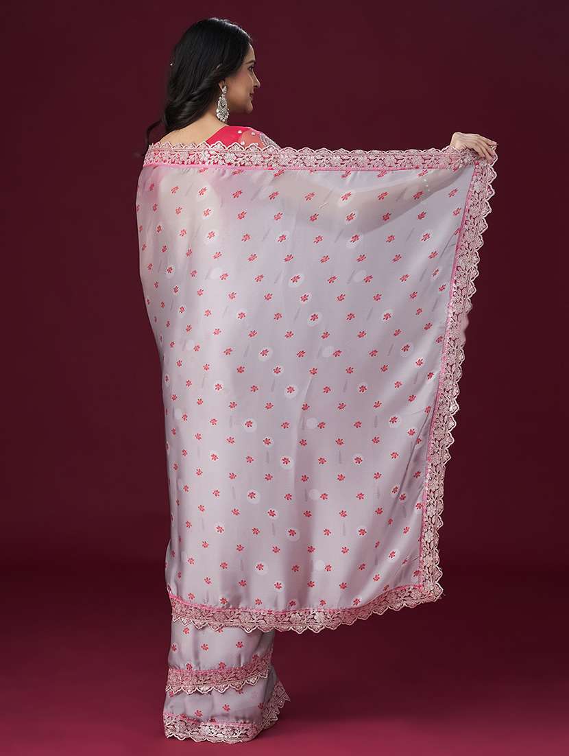 women floral printed bordered saree with blouse - 21949706 -  Standard Image - 2