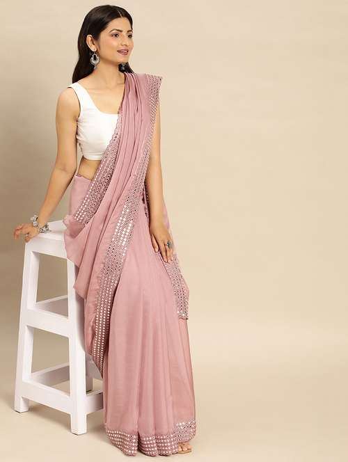 women solid with bordered saree with blouse - 21949709 -  Standard Image - 0