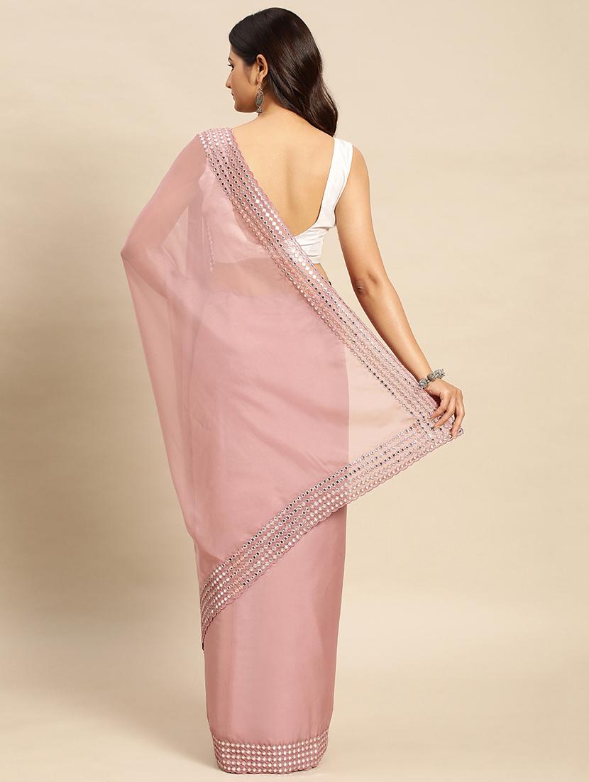 women solid with bordered saree with blouse - 21949709 - Standard Image - 2