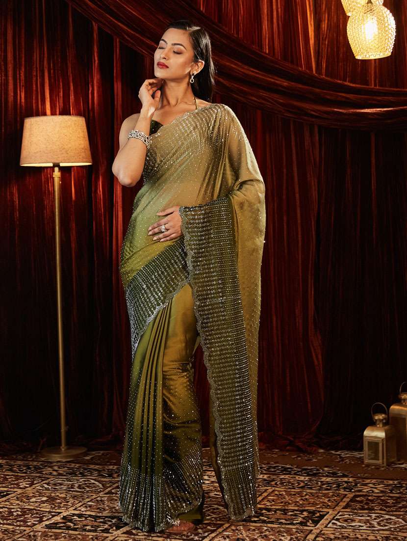 women ombre embellished saree with blouse