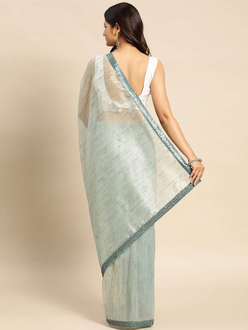 women striped bordered saree with blouse - 21949715 - Standard Image - 2