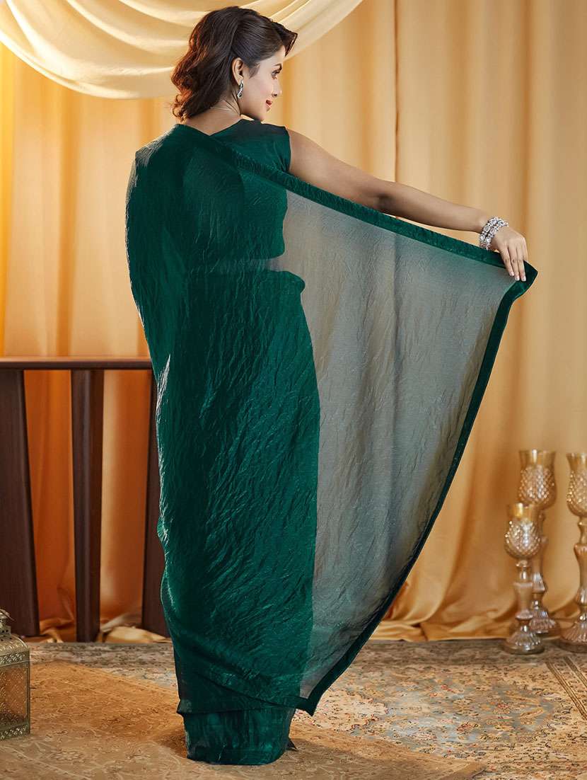 women solid plain saree with blouse - 21949716 - Standard Image - 2