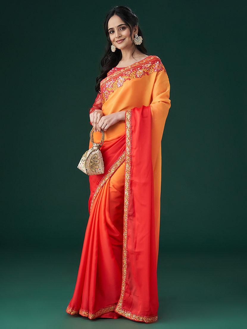 women ombre bordered saree with blouse - 21949718 - Zoom Image - 0