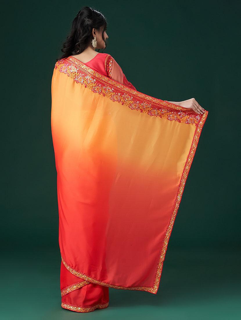 women ombre bordered saree with blouse - 21949718 - Standard Image - 2