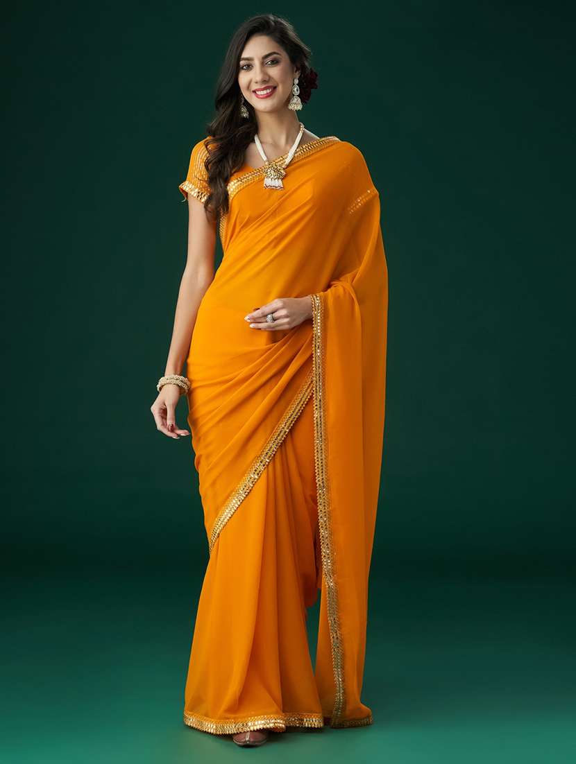 women solid with bordered saree with blouse - 21949724 -  Zoom Image - 0