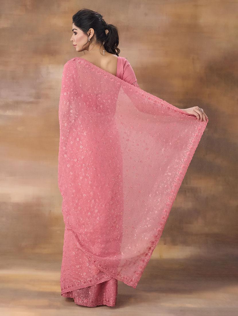 women solid with work embellished saree with blouse - 21949733 - Standard Image - 2
