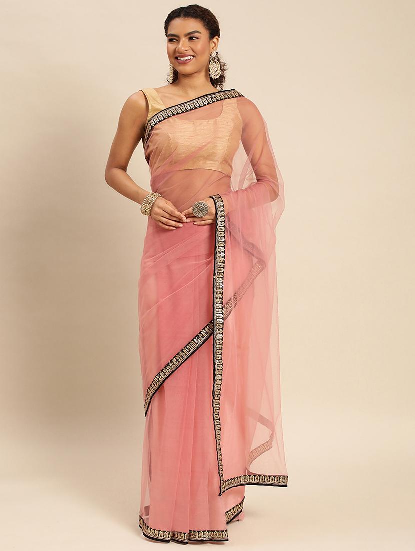 women solid with bordered saree with blouse - 21949760 - Zoom Image - 0