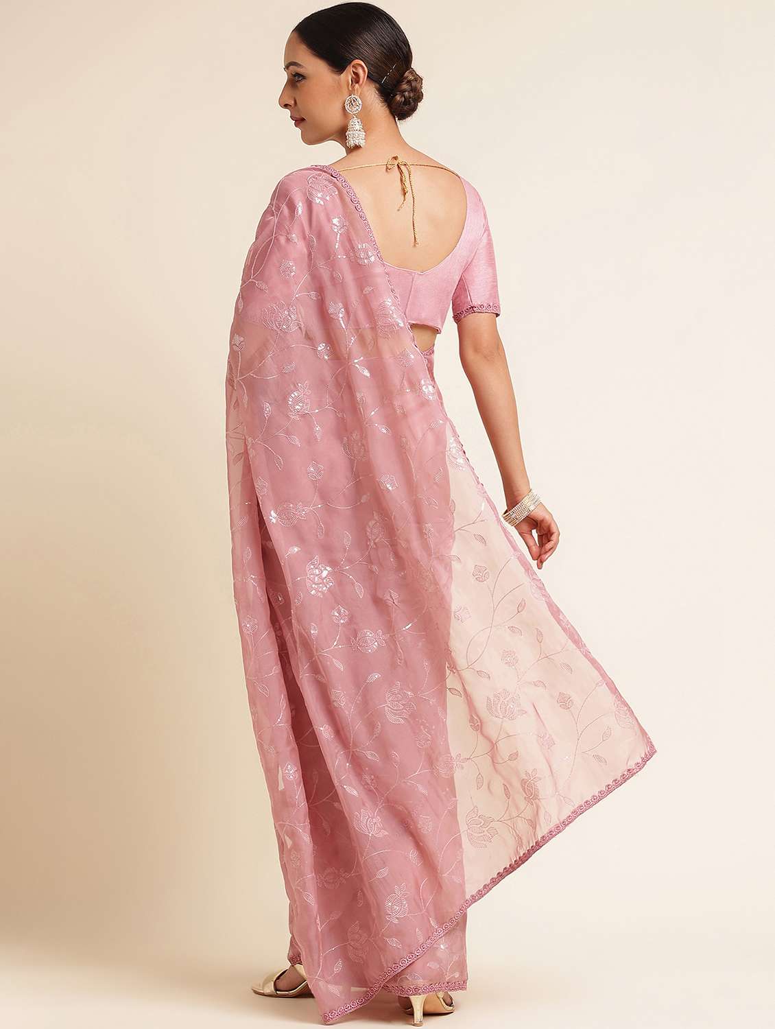 women solid with work embellished saree with blouse - 21949764 -  Standard Image - 2