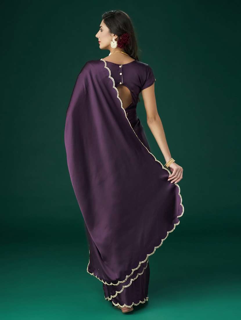 women solid embellished bordered saree with blouse - 21949768 -  Standard Image - 2