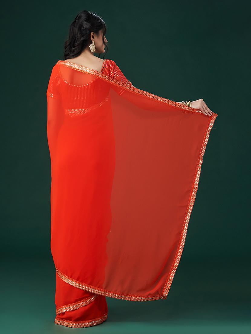 women solid with bordered saree with blouse - 21949789 - Standard Image - 2
