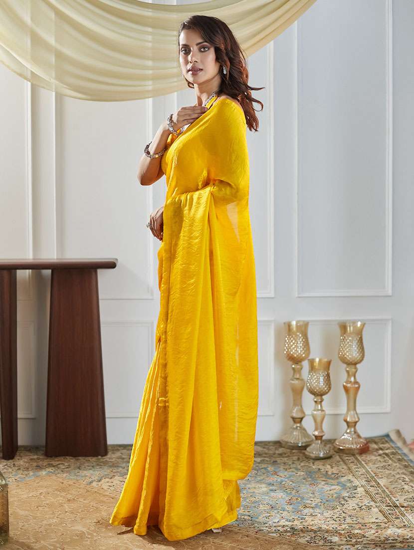 women solid plain saree with blouse - 21949812 -  Standard Image - 2