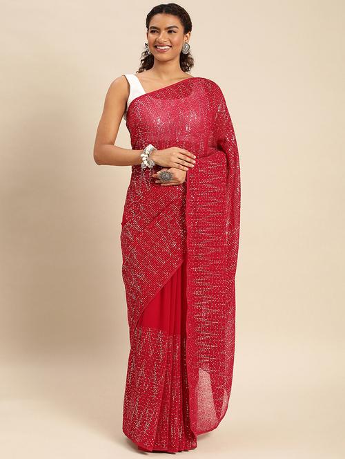 women solid with work embellished saree with blouse - 21949817 -  Standard Image - 0