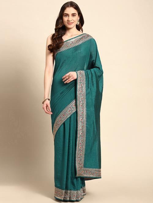 women solid with bordered saree with blouse - 21949825 -  Standard Image - 0