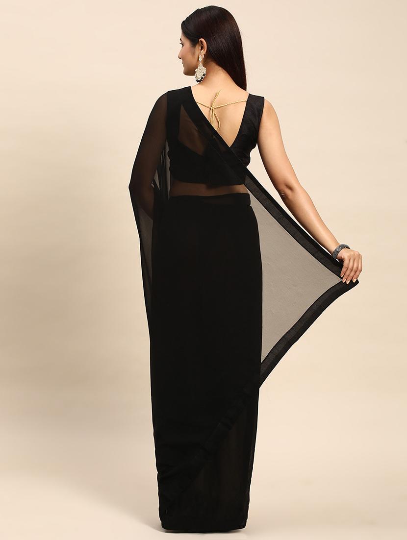 women solid plain saree with blouse - 21949826 - Standard Image - 2
