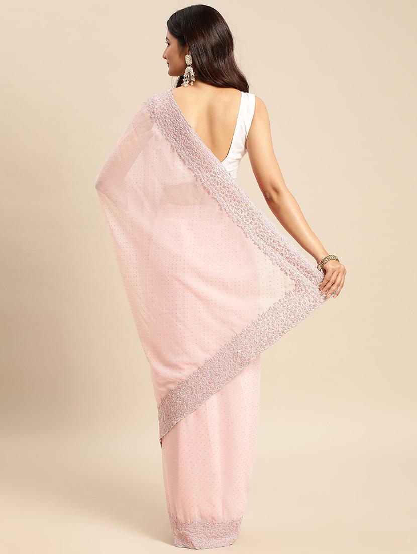 women solid with work embroidered saree with blouse - 21949828 - Standard Image - 2