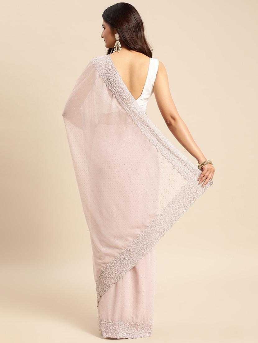 women solid with work embroidered saree with blouse - 21949832 - Standard Image - 2