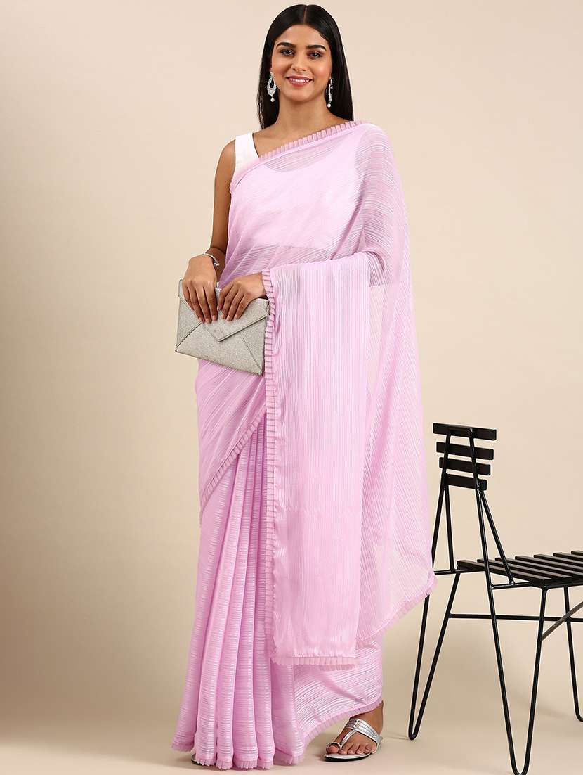 women solid plain saree with blouse