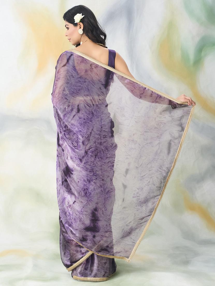 women tie & dye printed saree with blouse - 21949842 - Standard Image - 2